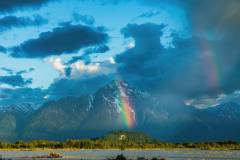 Rainbows in front of Pioneer Peak