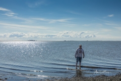Man wading in Arctic Ocean