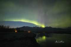 Camping under Aurora near the Chugach Mountains