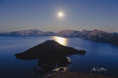 Moon rises above Wizard Island
